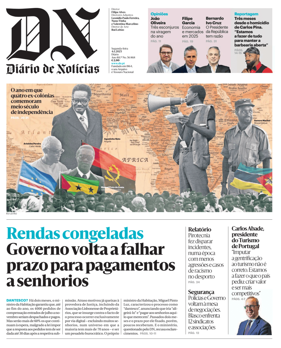 Prima-pagina-Diario de Noticias-edizione-di-oggi-20250106